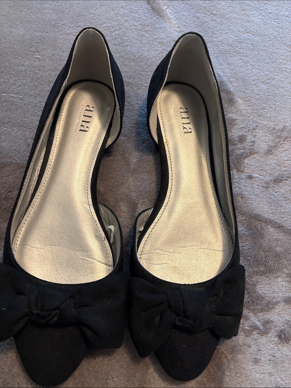 a.n.a Black Pointed-Toe Bow Flats